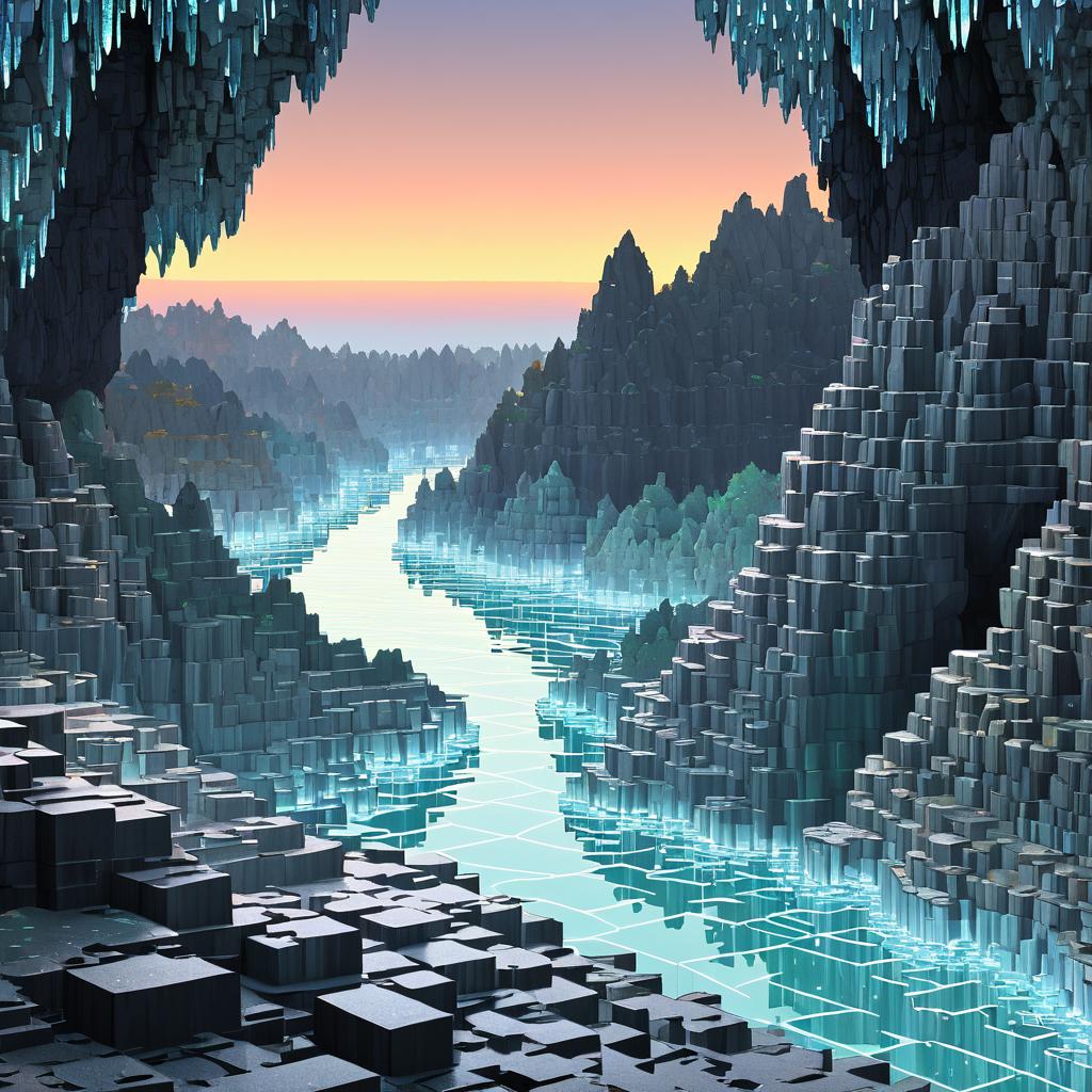 Luminous Crystal Grotto in Dusk