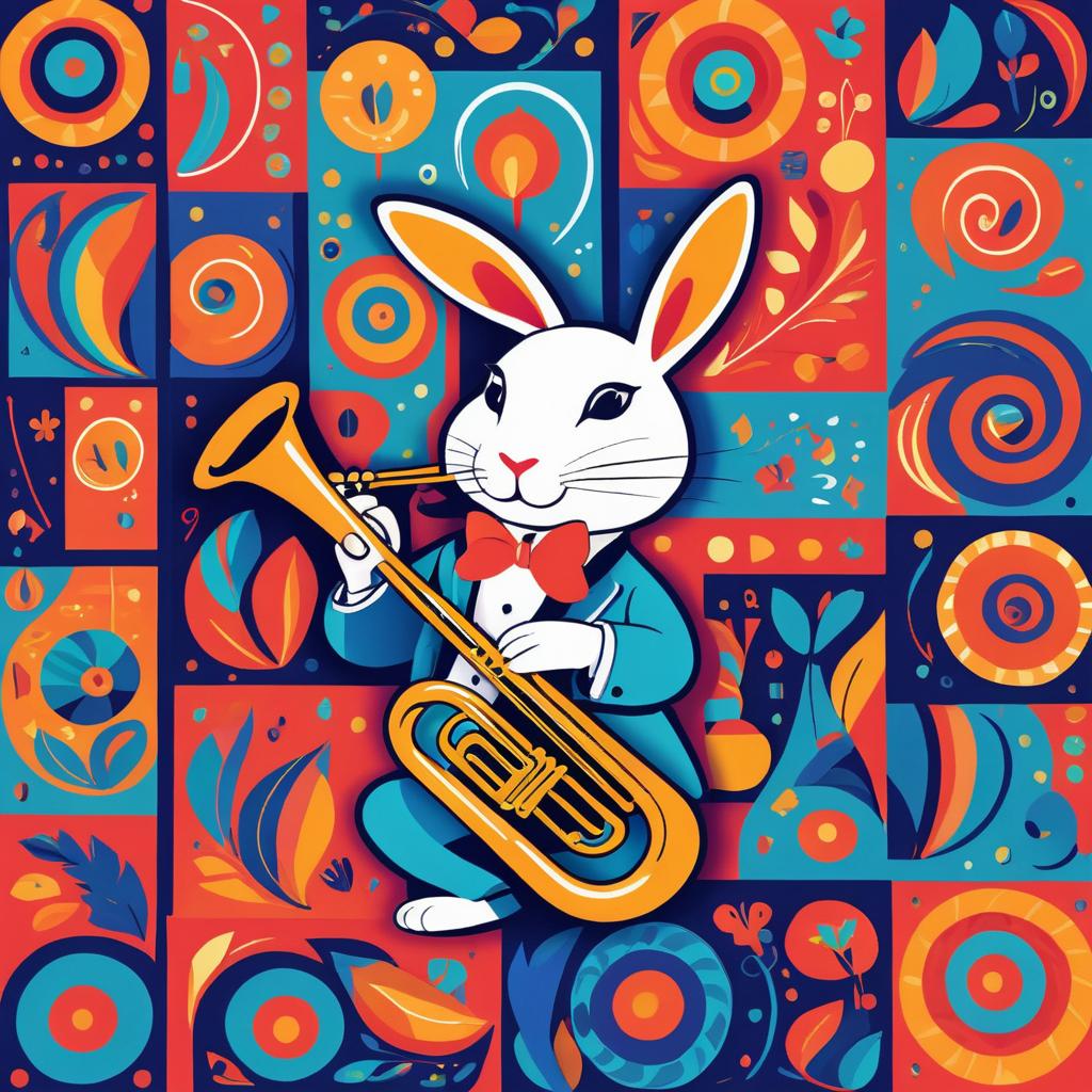 Playful Rabbit Trumpet in Jazz Club