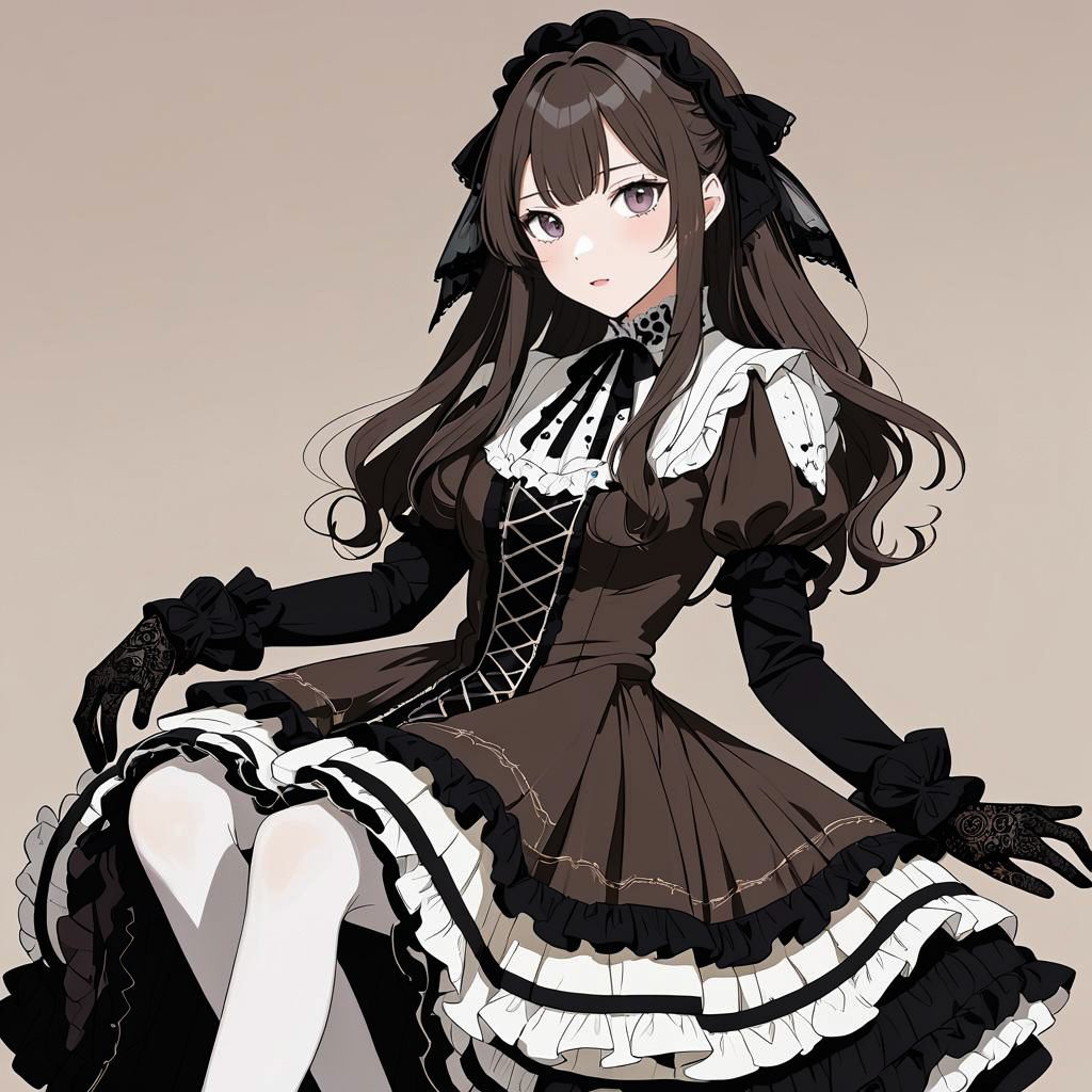 Elegant Anime-Inspired Gothic Lolita Portrait