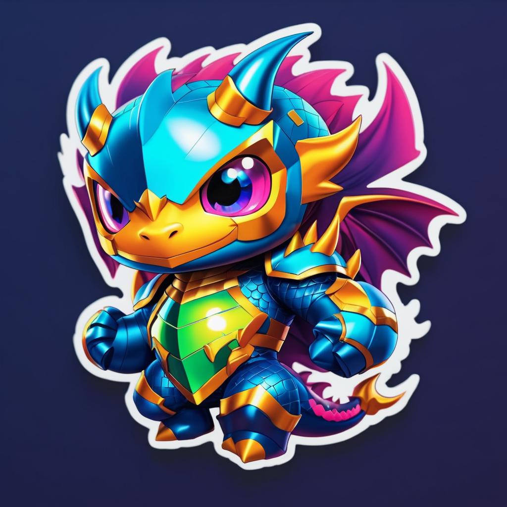 Adorable Dragon Superhero Sticker Design