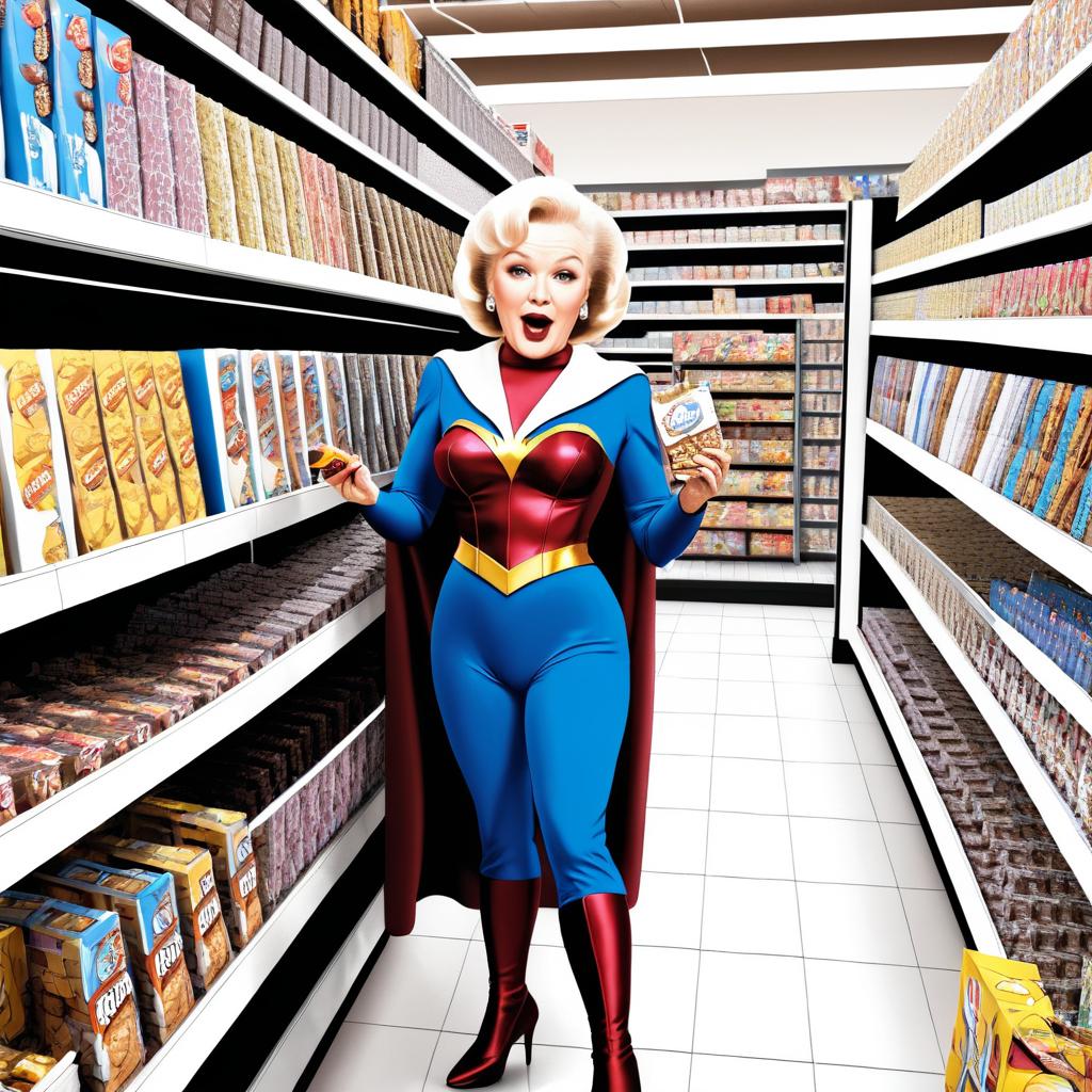 Betty White as a Superhero in Grocery Store