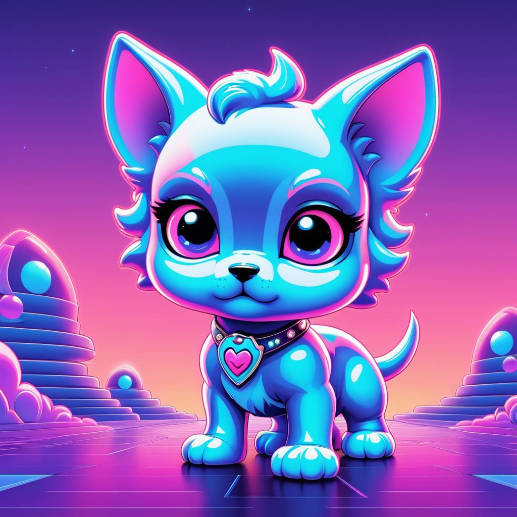 Vengeful Puppy in Colorful Cartoon Fusion