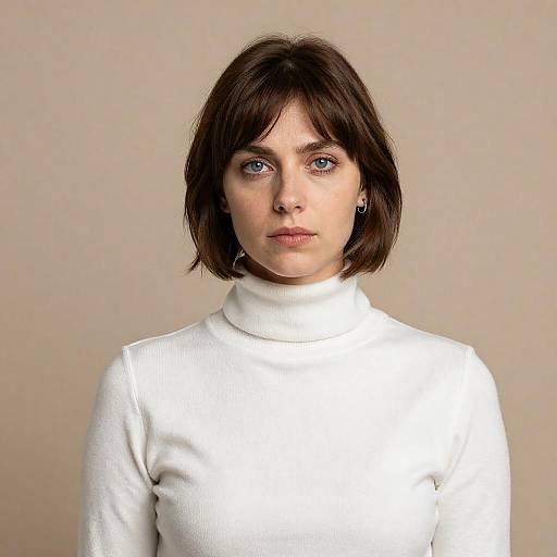 Portrait of a Serious Woman in Beige