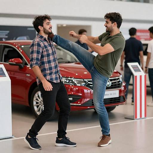 Intense Showroom Altercation Scene