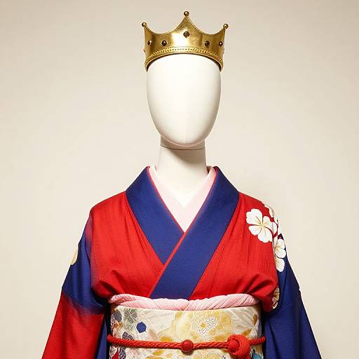 Mannequin in Red-Blue Kimono with Crown
