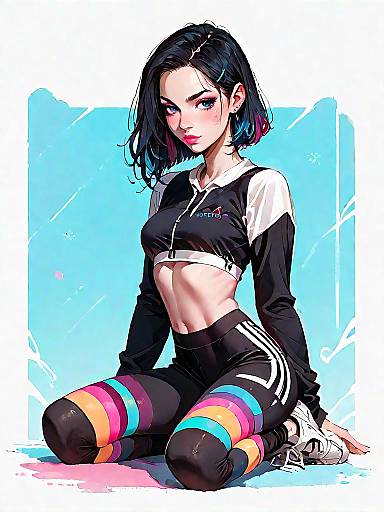 Full-Body Realistic Comic Woman in Athleisure