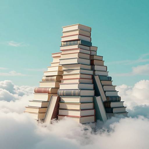 Majestic Pyramid of Glowing Books