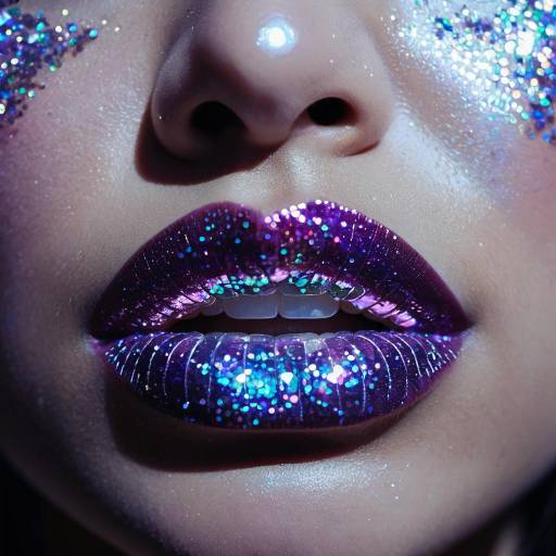 Glamorous Close-Up of Glittery Lips
