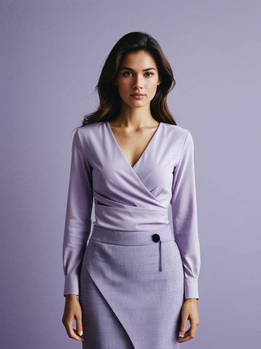 Woman in soft lavender outfit