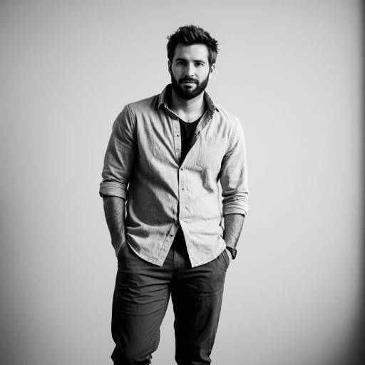 Casual Modern Man with Beard in Monochrome