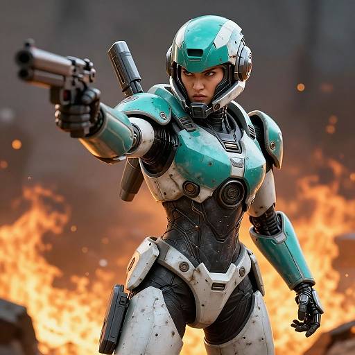 Angry Female Sci-Fi Combat Robot