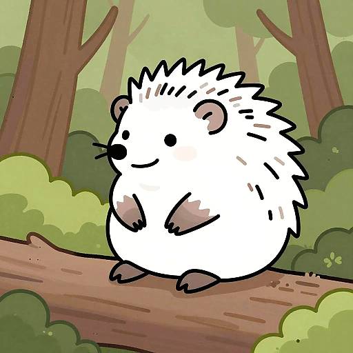 Bashful Hedgehog by Mossy Forest Log
