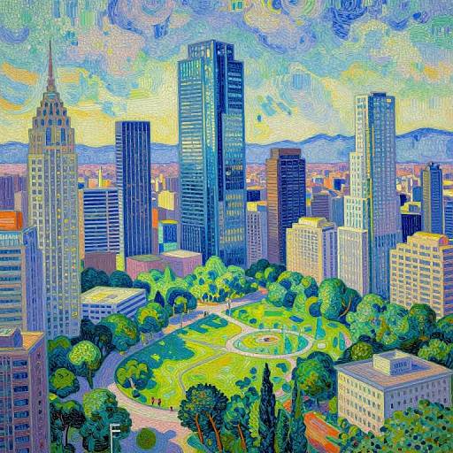 Neo-Impressionist Futuristic Cityscape