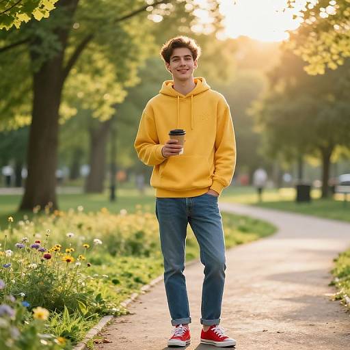 Cheerful Young Man in Sunny Park