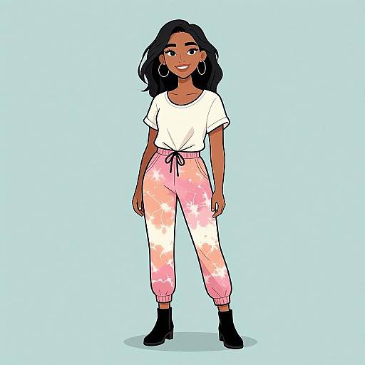 Smiling Woman in Bohemian Outfit