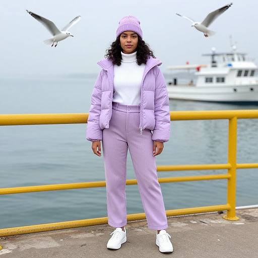 Young Woman on Waterfront Pier