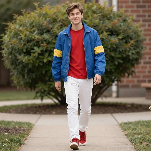Young Man in Colorful Outfit Outdoors
