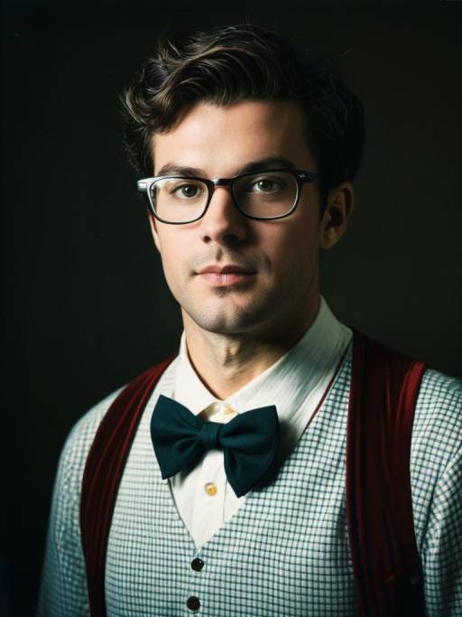 Man in Nerd Costume with Glasses and Bow Tie