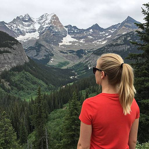 Blonde Woman Viewing Glacier Peaks