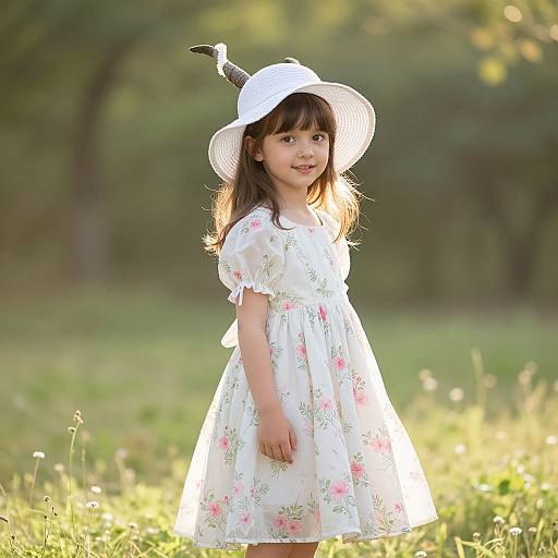 Whimsical Girl in Sunny Meadow
