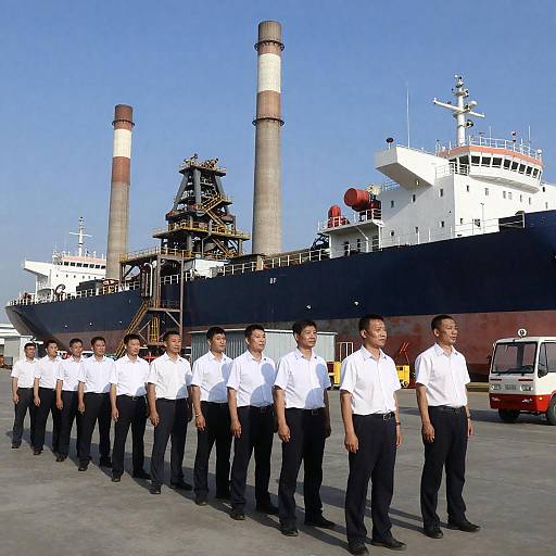 Busy Industrial Shipyard Under Blue Sky