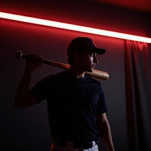 Dramatic Silhouette of a Man with Bat