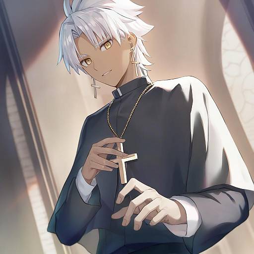 Illustration of Amakusa shirou (fate), fate (series) in the style of Huwari (dnwls3010)