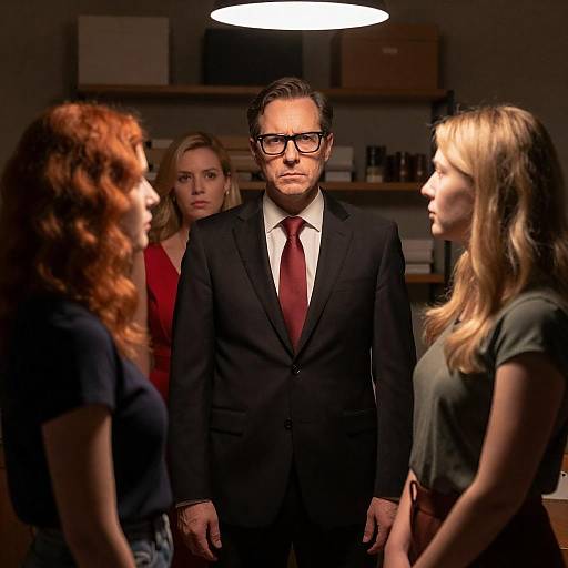 Intense Encounter in Dimly Lit Room