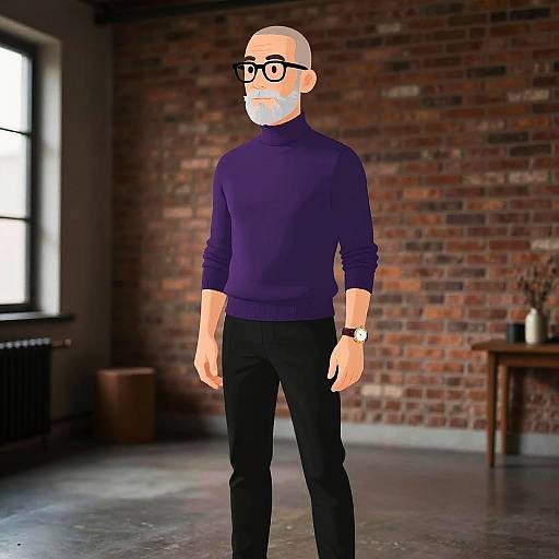 Stylish Middle-Aged Man in Industrial Loft