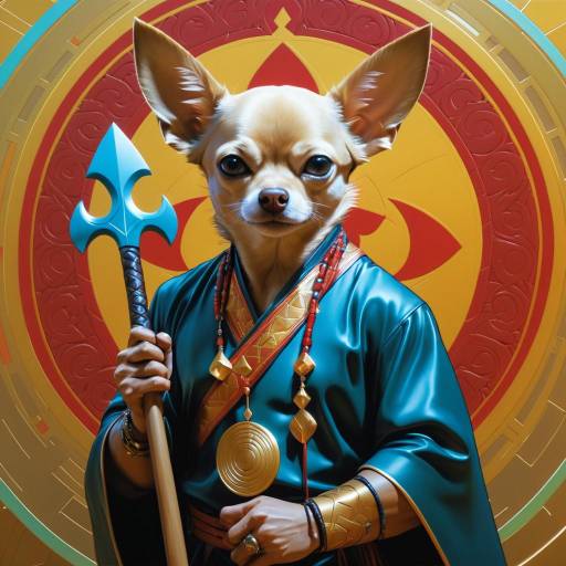 Chihuahua Warrior in Traditional Armor