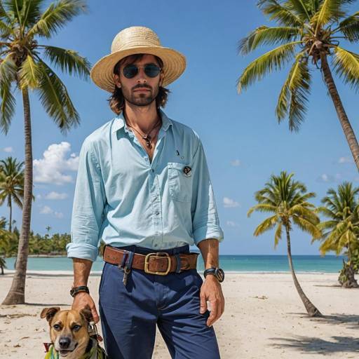 Adventurous Dog in Pirate Hat at Beach