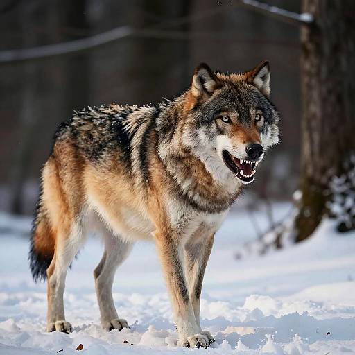 Fierce Wolf in Snowy Twilight