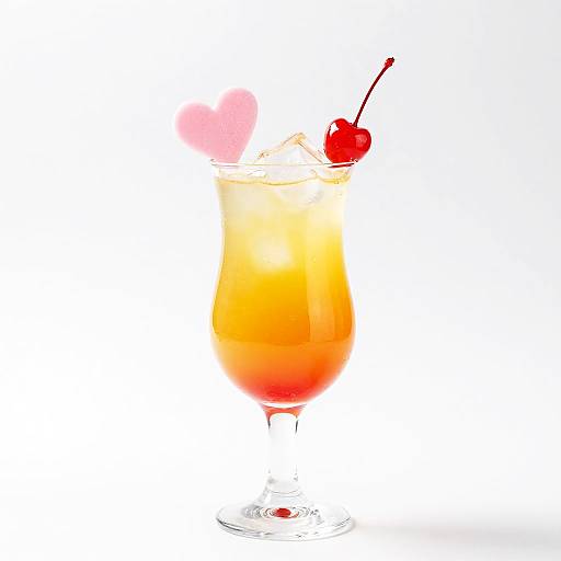 Colorful Cocktail with Heart and Cherry Garnish