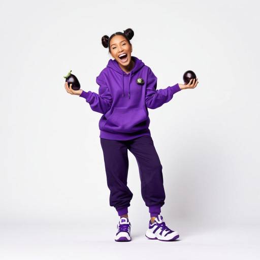 Playful Eggplant in Purple Sneakers