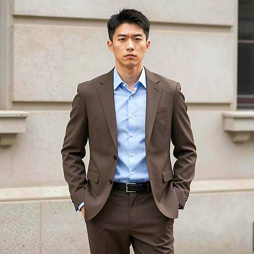 Asian Businessman in Brown Suit