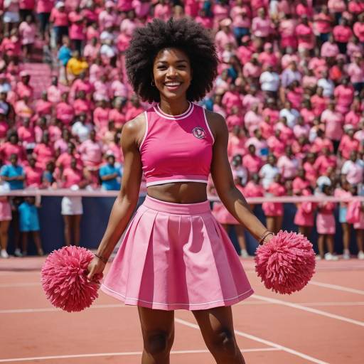 Cheerleader in Pink Outfit with Pom-Poms Cheerleader in Pink Outfit with Pom-Poms