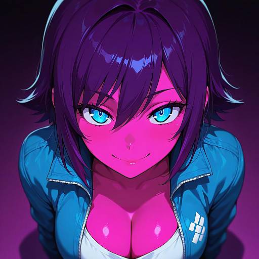 Beautiful Girl in Blue Jacket Illustration