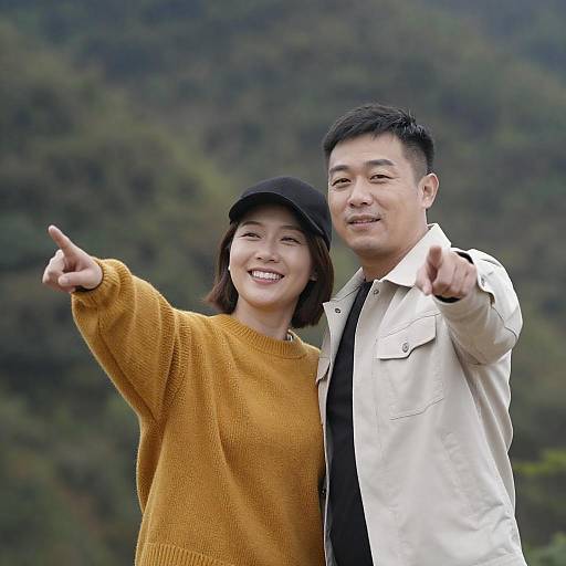 Joyful Couple in Forest Setting