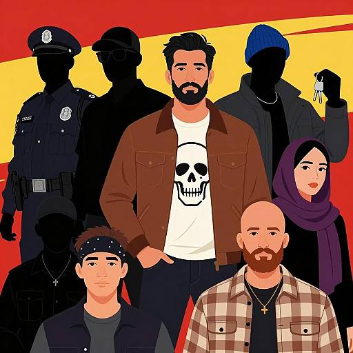 Diverse Silhouettes Against Vibrant Background