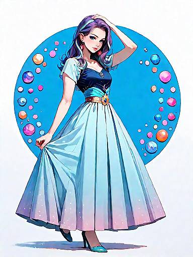 Elegant Woman in Ice Blue Ball Gown