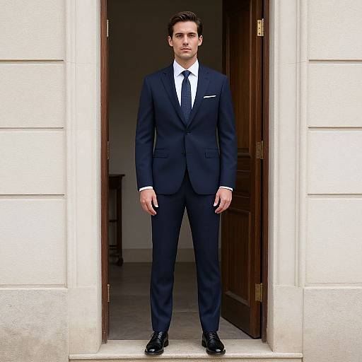 Man in Stylish Suit at Doorway