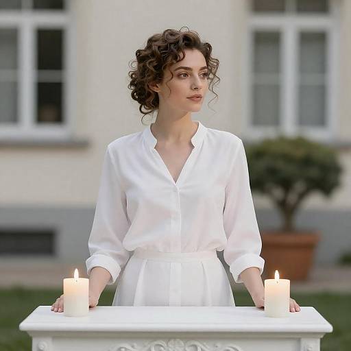 Candlelit Portrait at Ornate Table