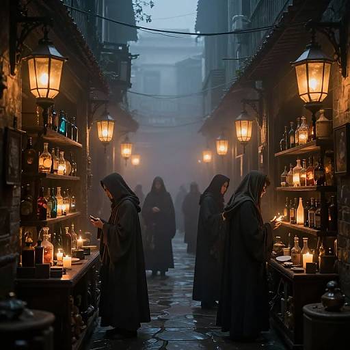 Misty Alleyway of Enchanted Barter