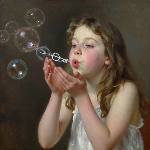 Girl Blowing Soap Bubbles Painting