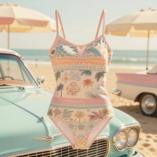 Vintage Swimsuit on Retro Beach