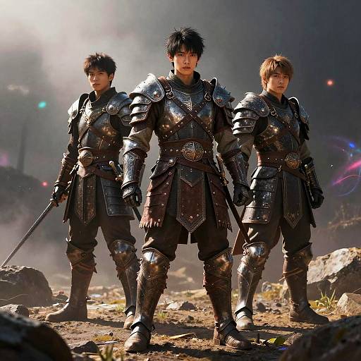 Fantasy Warriors with Magical Light Effects