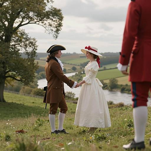 Romantic Scene on a Grassy Hill