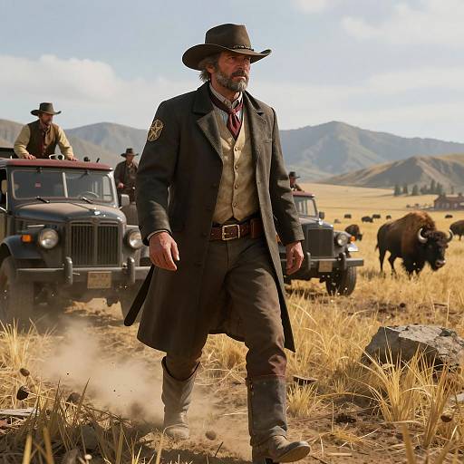 Epic Train Robbery in Western Cinematic Style