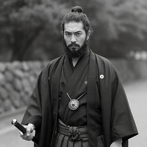 Black and White Samurai Portrait