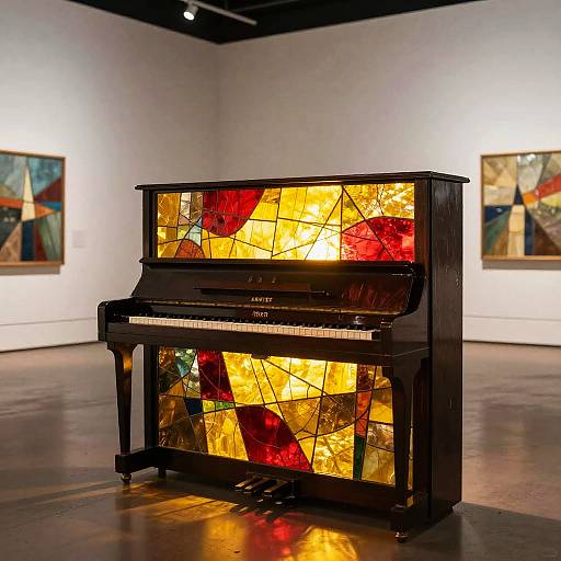 Stained Glass Piano in Art Gallery